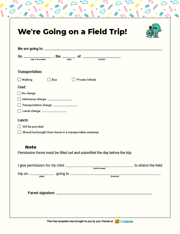 Field Trip Permission Form Field Trip Permission Form