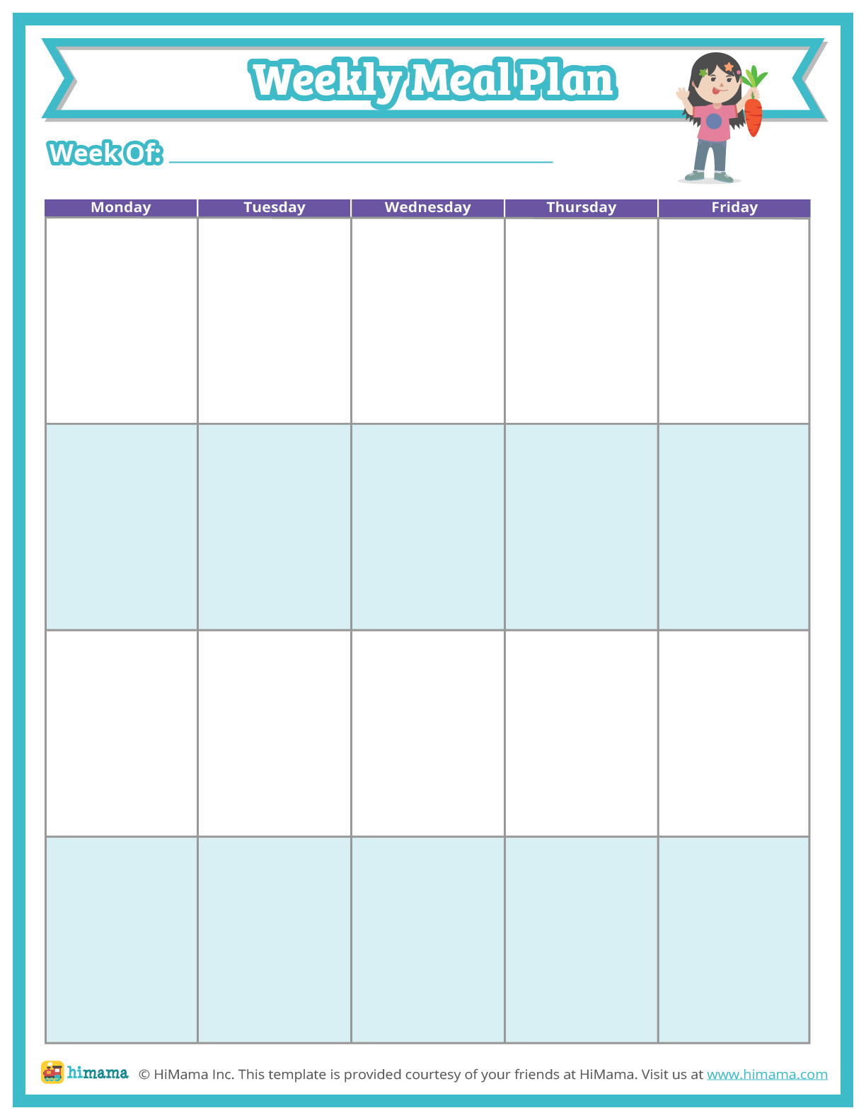 Daycare Menu Template Weekly and Monthly HiMama