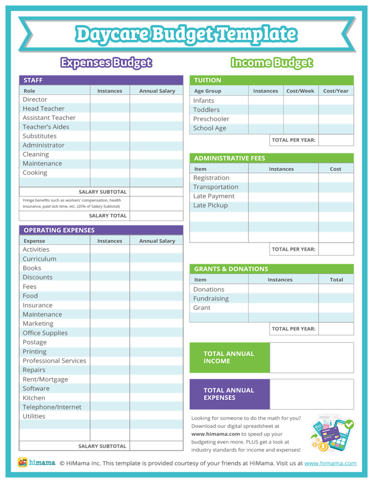 Childcare Budget Templates Lillio Childcare Budget Templates Lillio
