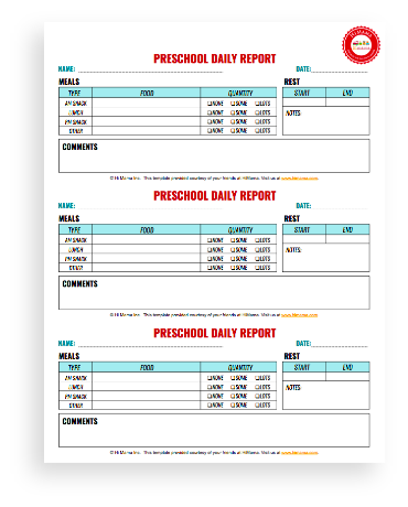 Infant &amp; Toddler Daily Reports - Free Printable | HiMama
