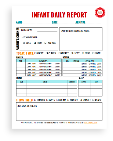 Infant amp Toddler Daily Reports - Image 1 2x 