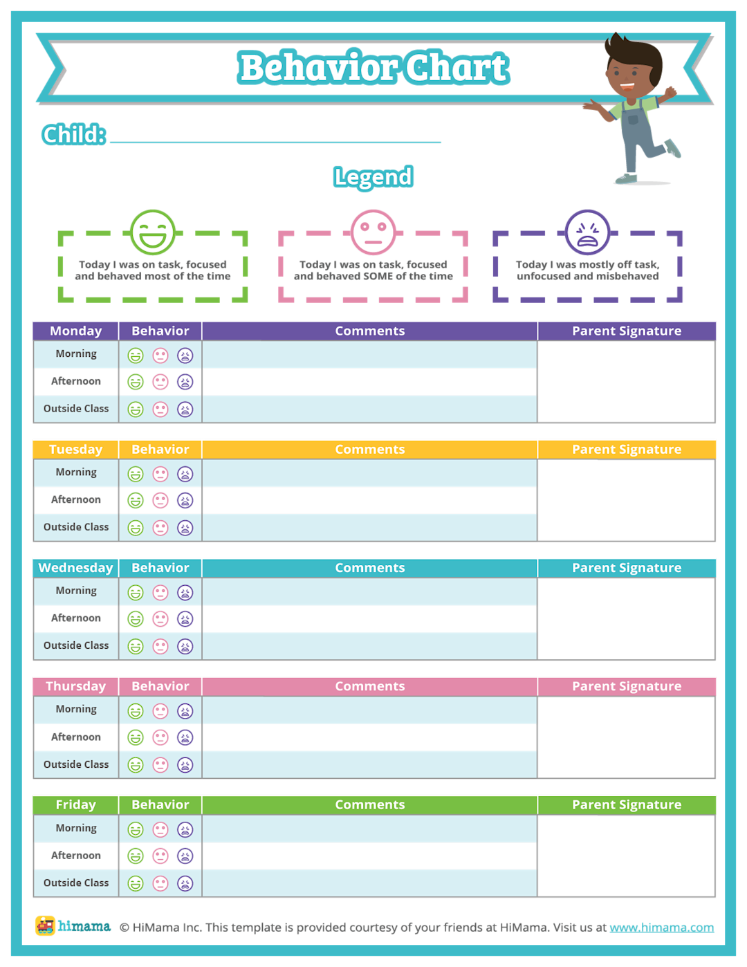 Behavior Chart Template | Lillio
