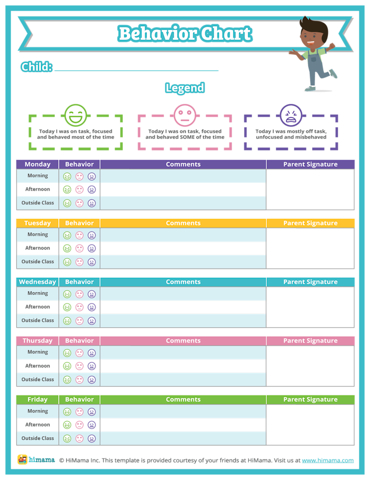 Behavior Chart Template | Lillio