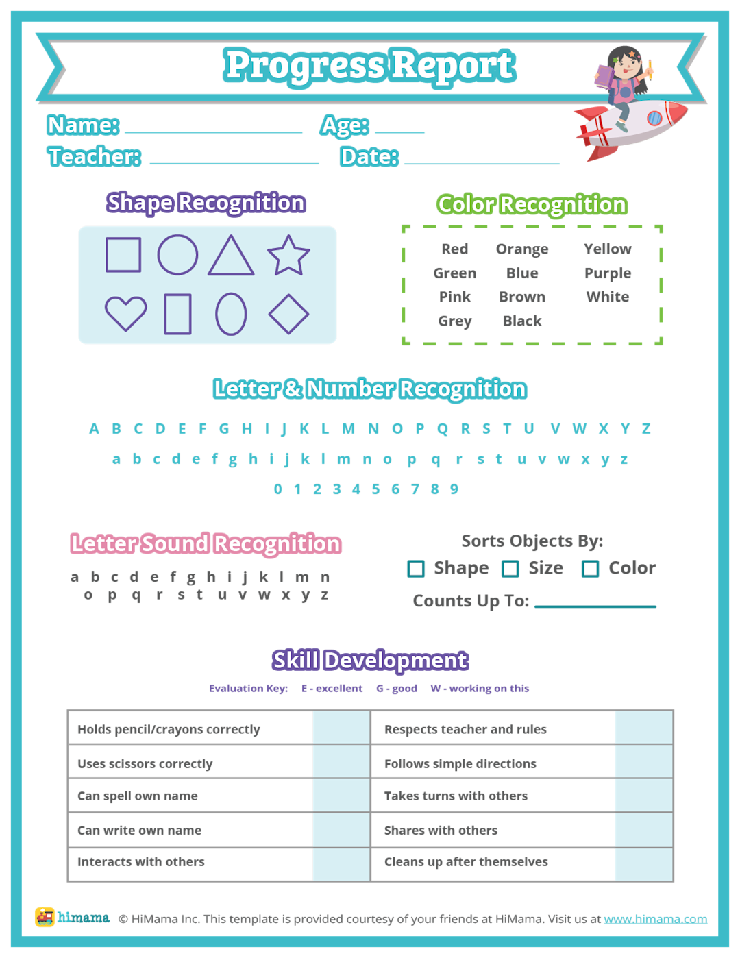 Preschool Progress Report | Templates | Lillio