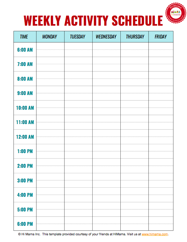 daycare daily schedule template himama