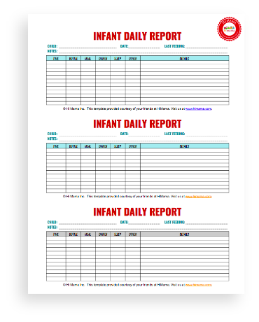 printable infant daily schedule