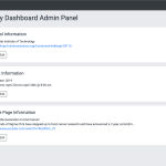 The default information bins within the Derby Dashboard admin panel.