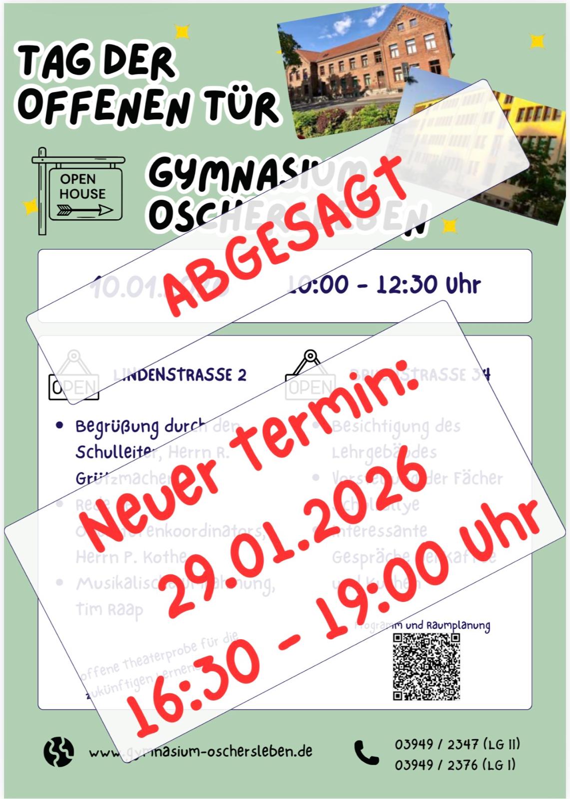 Absage Tag der offenen Tür