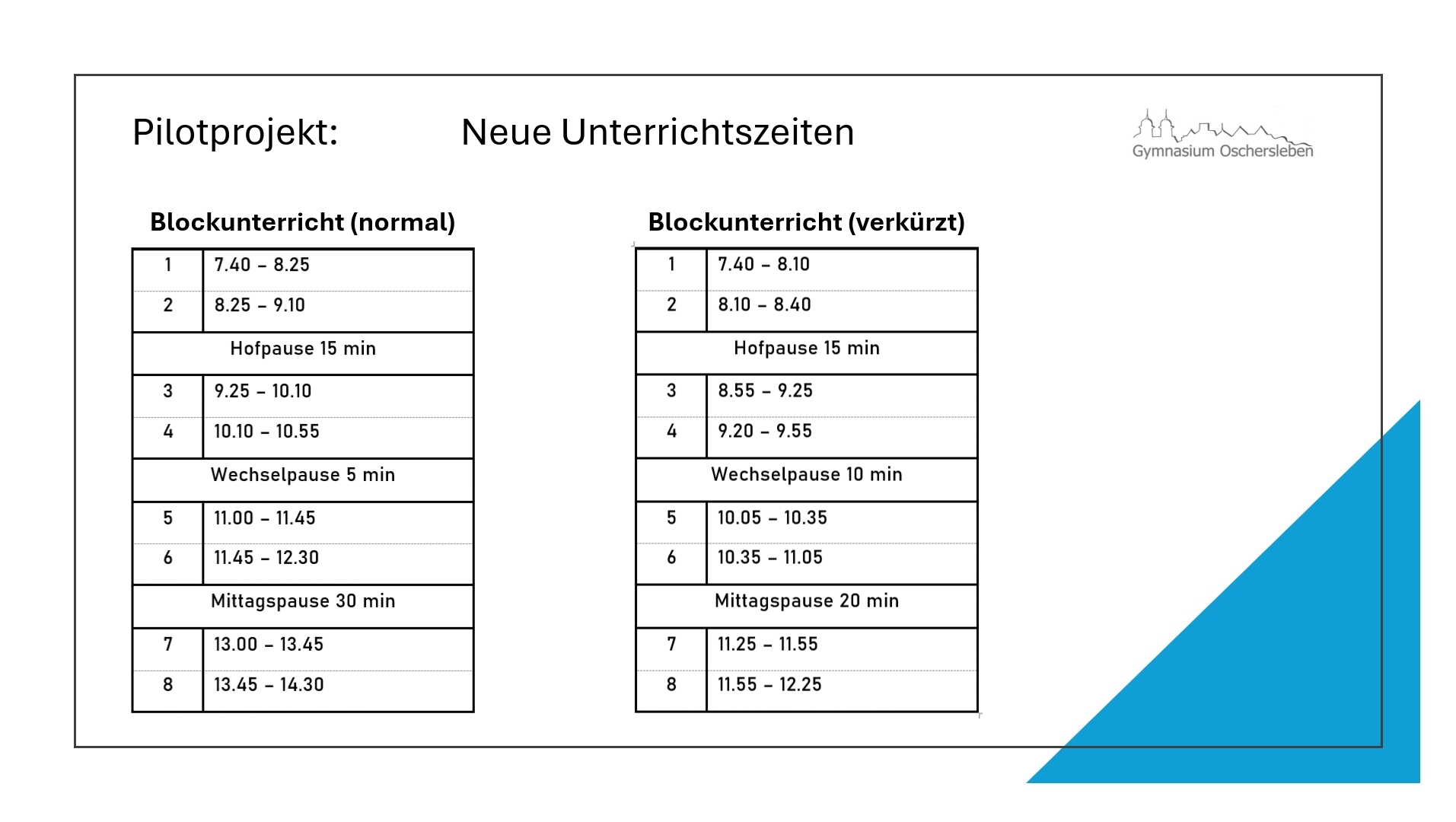 Unterrichtszeiten