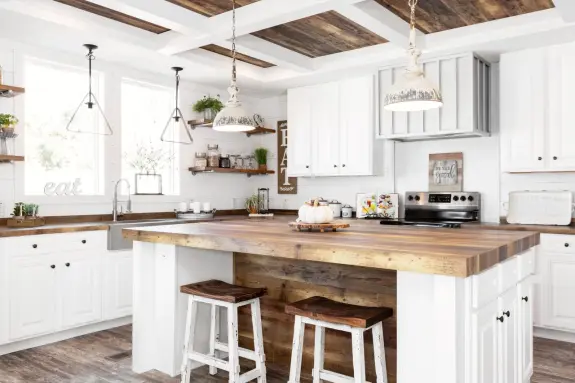 One of our most requested homes, the Lulabelle is a modern farmhouse style home with large windows to brighten up and make your dream kitchen butcher block style counters look and feel spacious.