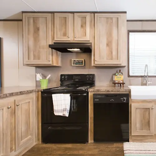 Light kitchen cabinets are very popular and this stylish space found in the Anniversary 16763A is sure to impress family, friends and visitors alike!