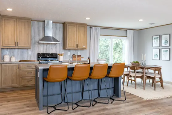 If you're looking for a large kitchen island with a subtle pop of color, look no further than the Rio floor plan. 