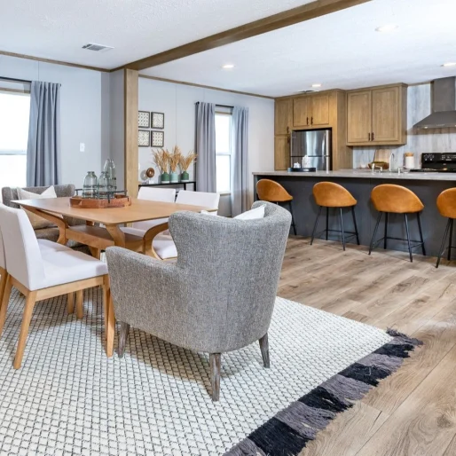 We can't get over the blue kitchen island in [model name] with seating for four across from a kitchen island sink.
