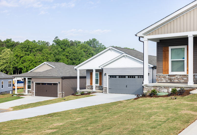 Row of CrossMod homes in a neighborhood