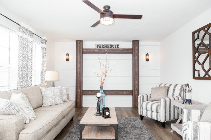 Living Room with Shiplap