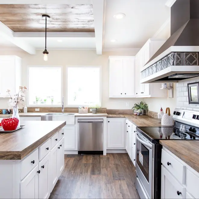 Imagine all the amazing family memories you will make in Southern Charm kitchen. This beautiful bright kitchen has farmhouse style features and modern touches.