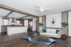 An open floor plan Clayton home with rendered furniture in the living room.