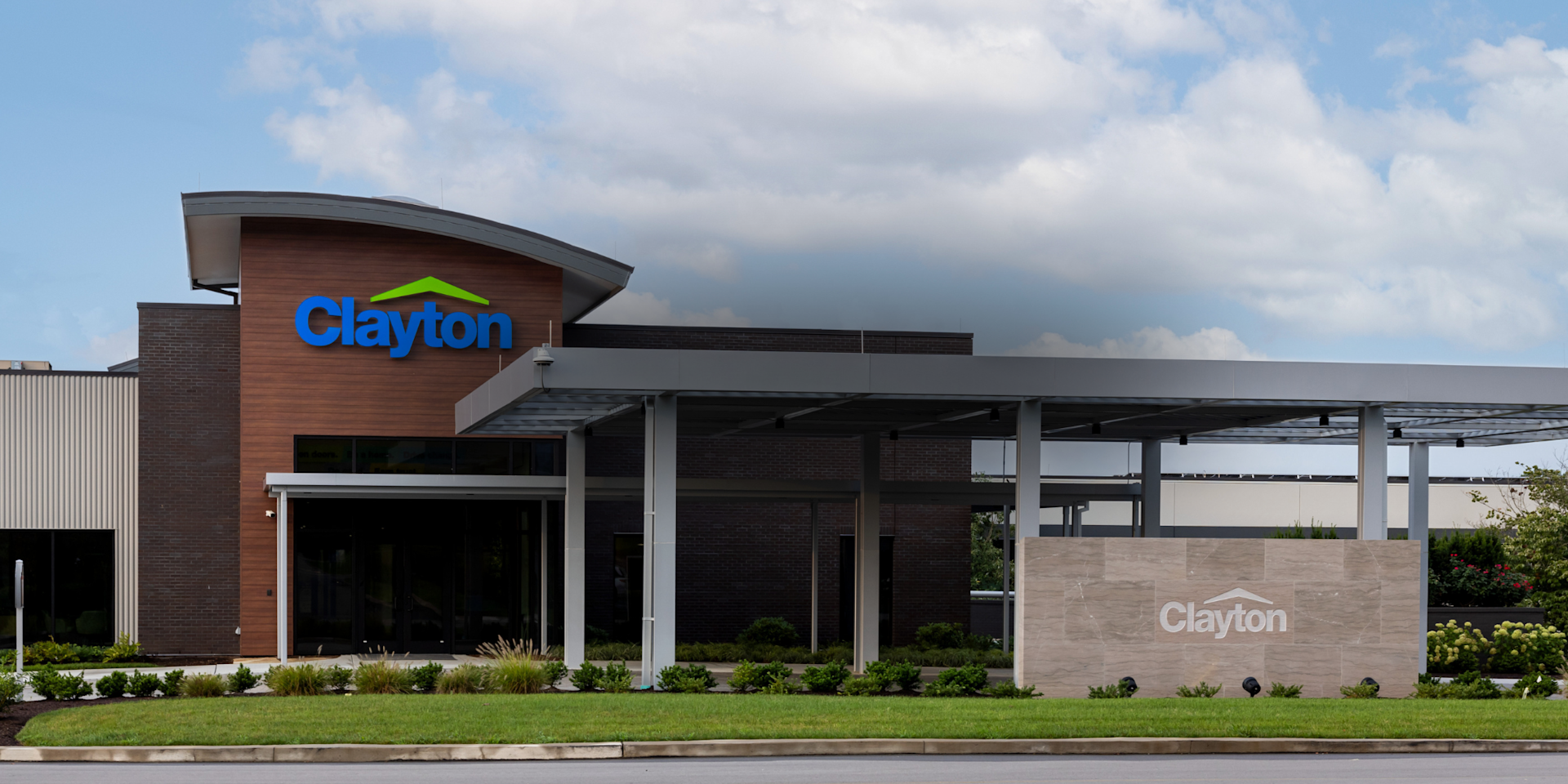 The front entrance of the Clayton corporate office.