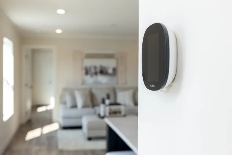 An ecobee® smart thermostat on the wall of a Clayton manufactured home