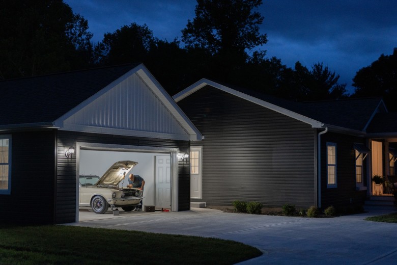 Exterior image of a manufactured home with a detached garage.