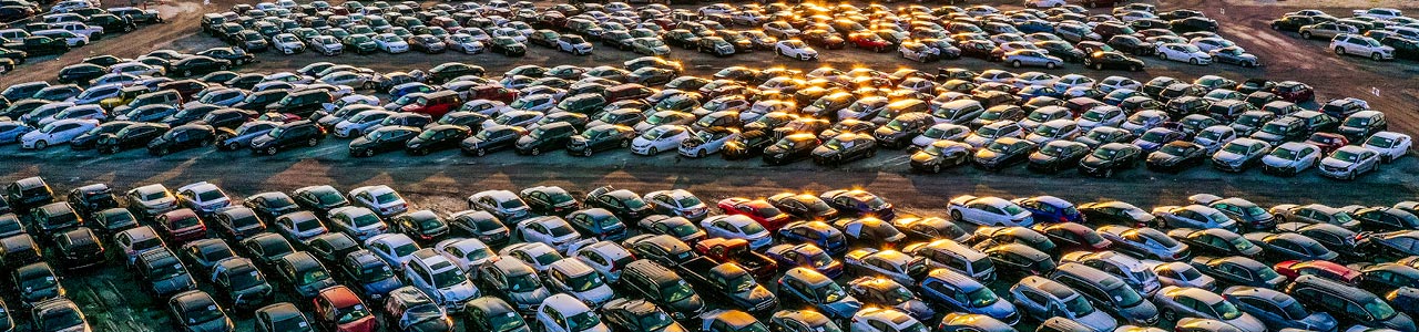 Airel view of IAA lot with hundreds of cars 