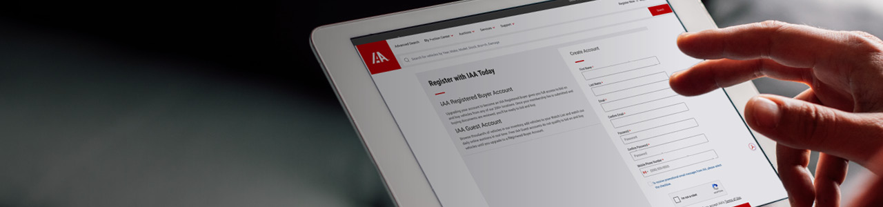IAA registration page open on iPad