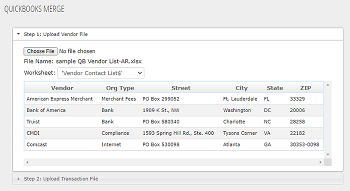 Filer Upload Vendor File B