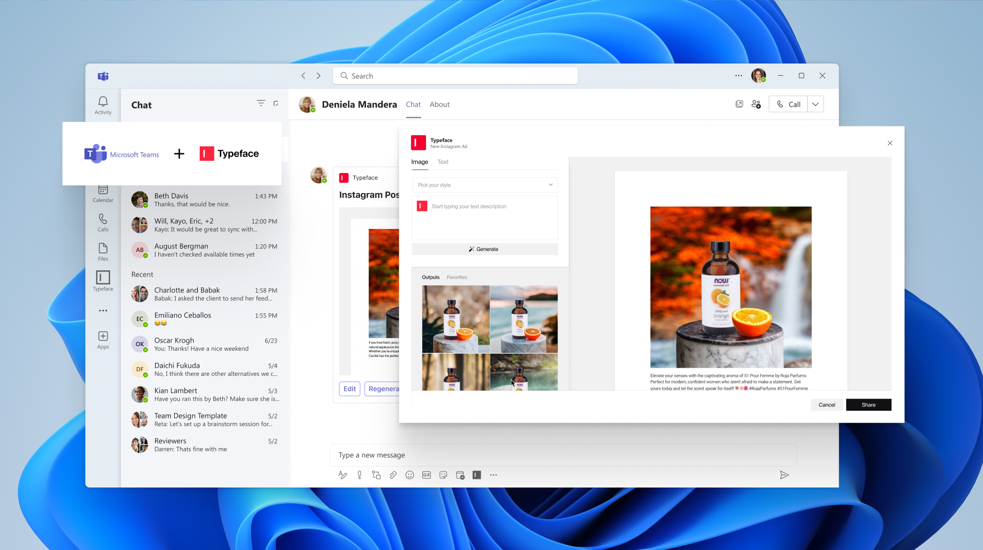 Supercharge brand content with the Typeface AI app for Microsoft Teams