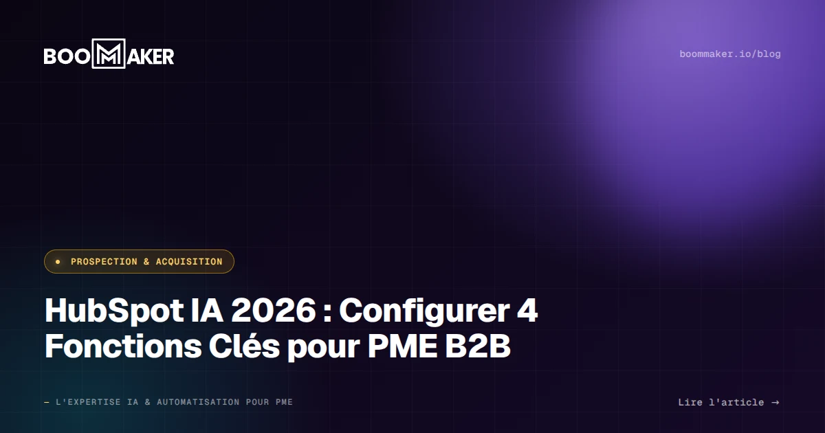 HubSpot IA 2026 : Configurer 4 Fonctions Clés pour PME B2B