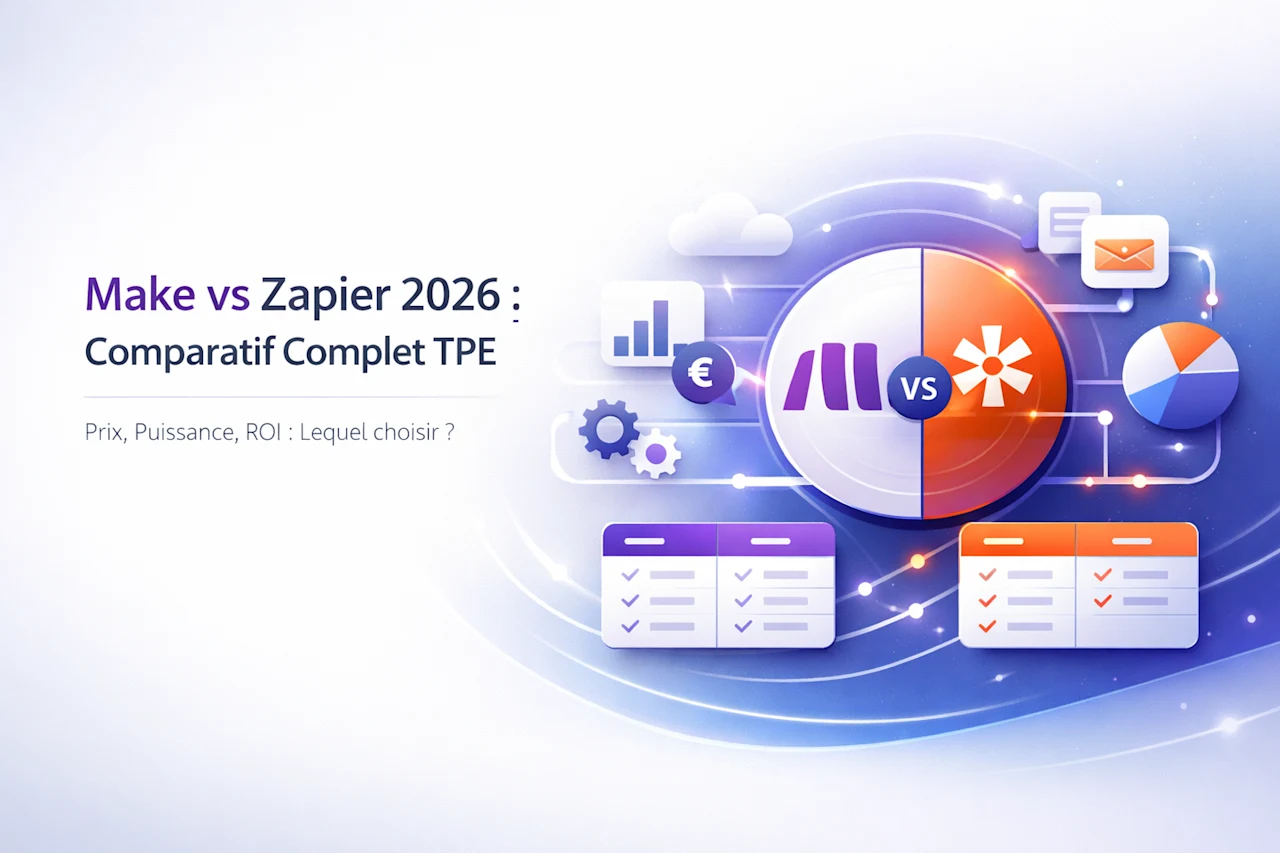 Make vs Zapier 2026 : Comparatif TPE (Prix, ROI)