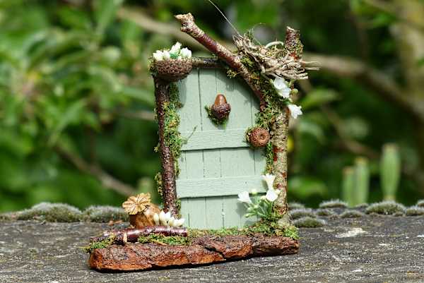 Green Fairy Door with Nest