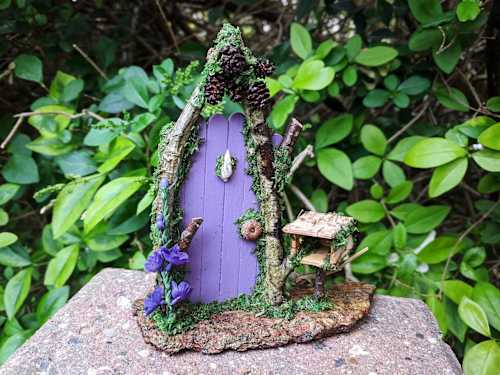 Purple Fairy Door with Postbox