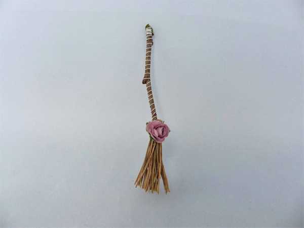 Pink Rose Fairy Miniature Broomstick