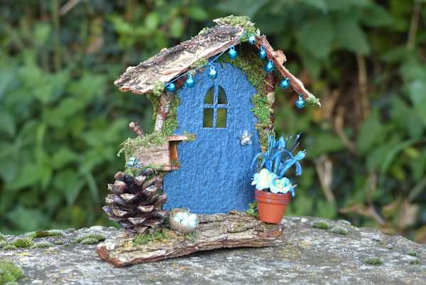 Blue Fairy Door with Postbox