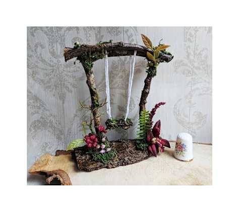 Burgundy Fairy Garden Swing