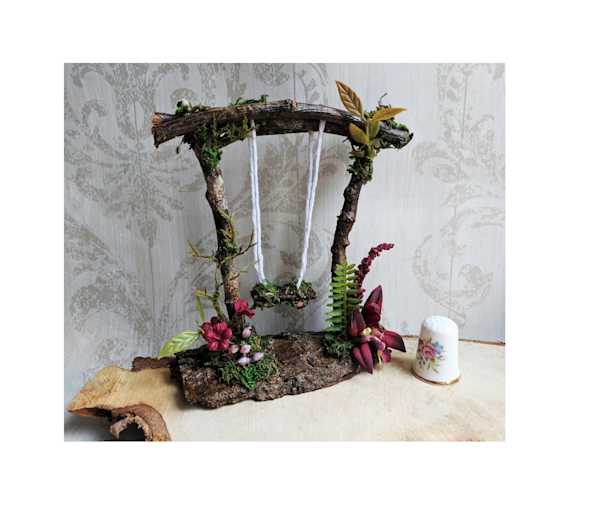 Burgundy Fairy Garden Swing