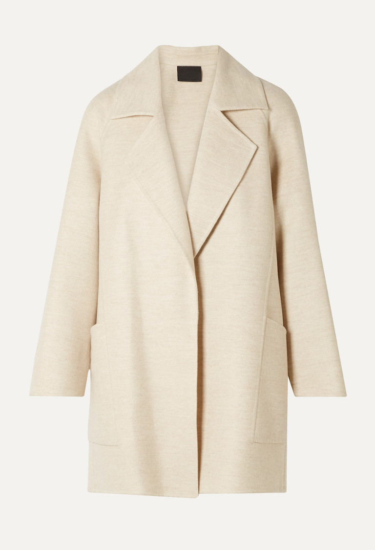 Minimal Cream White Coat in Cashmere