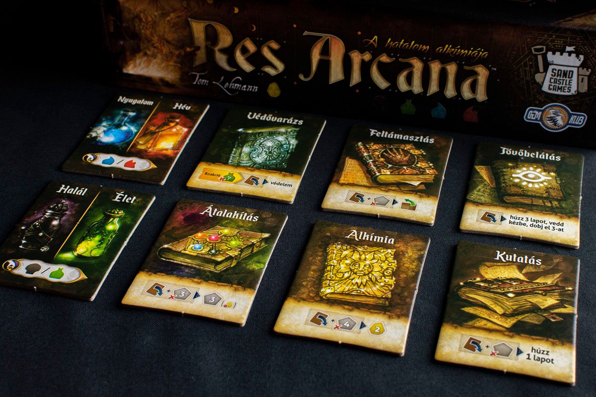 Res Arcana: A hatalom alkímiája stratégiai társasjáték - varázstárgy lapkák