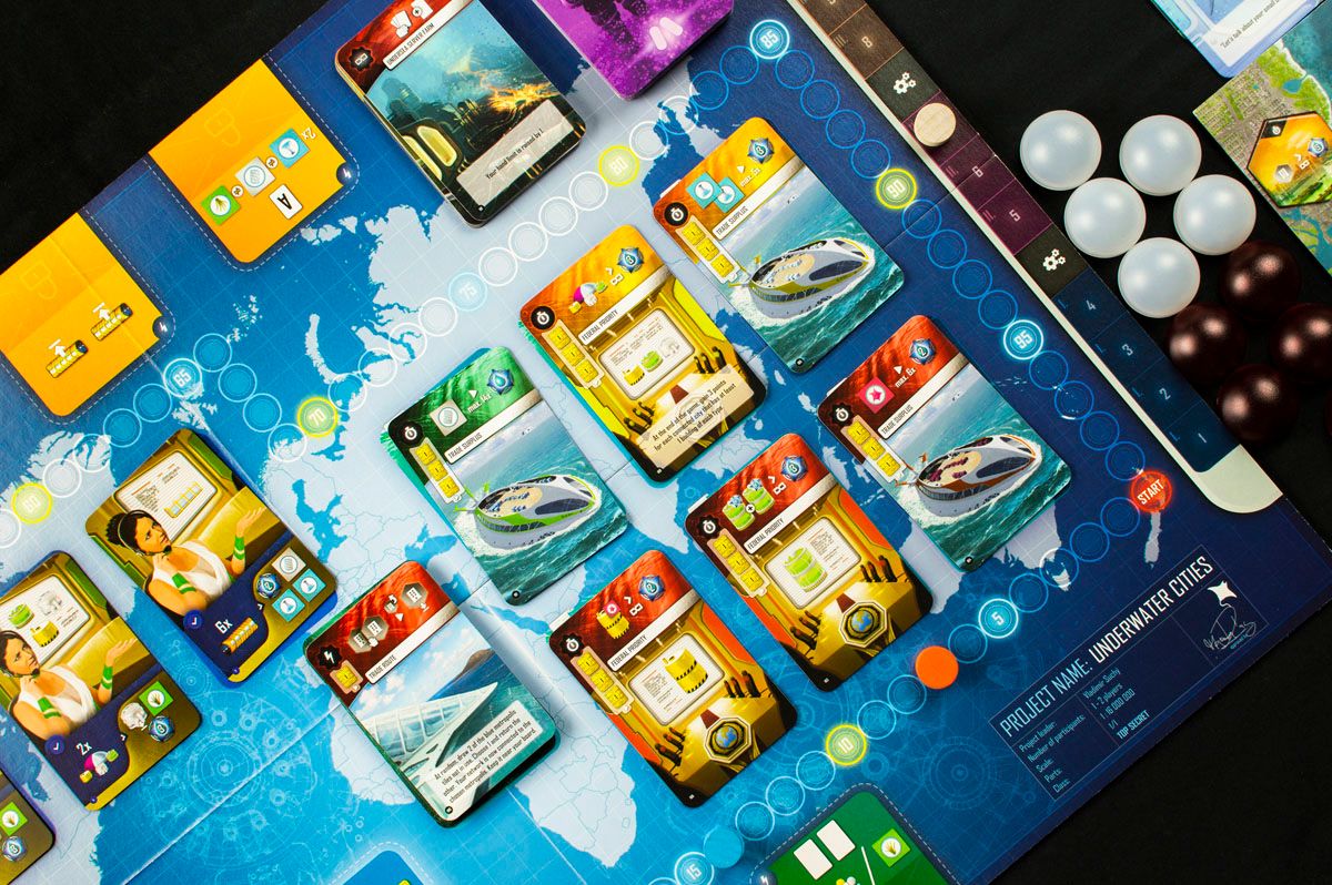 Underwater Cities stratégiai társasjáték - játéktábla