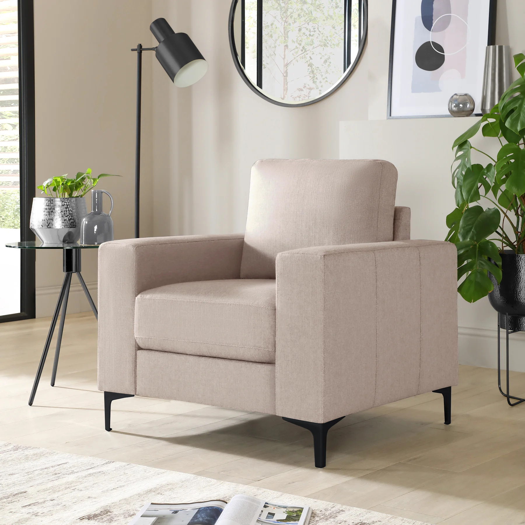 Baltimore Armchair, Beige Classic Plush Fabric