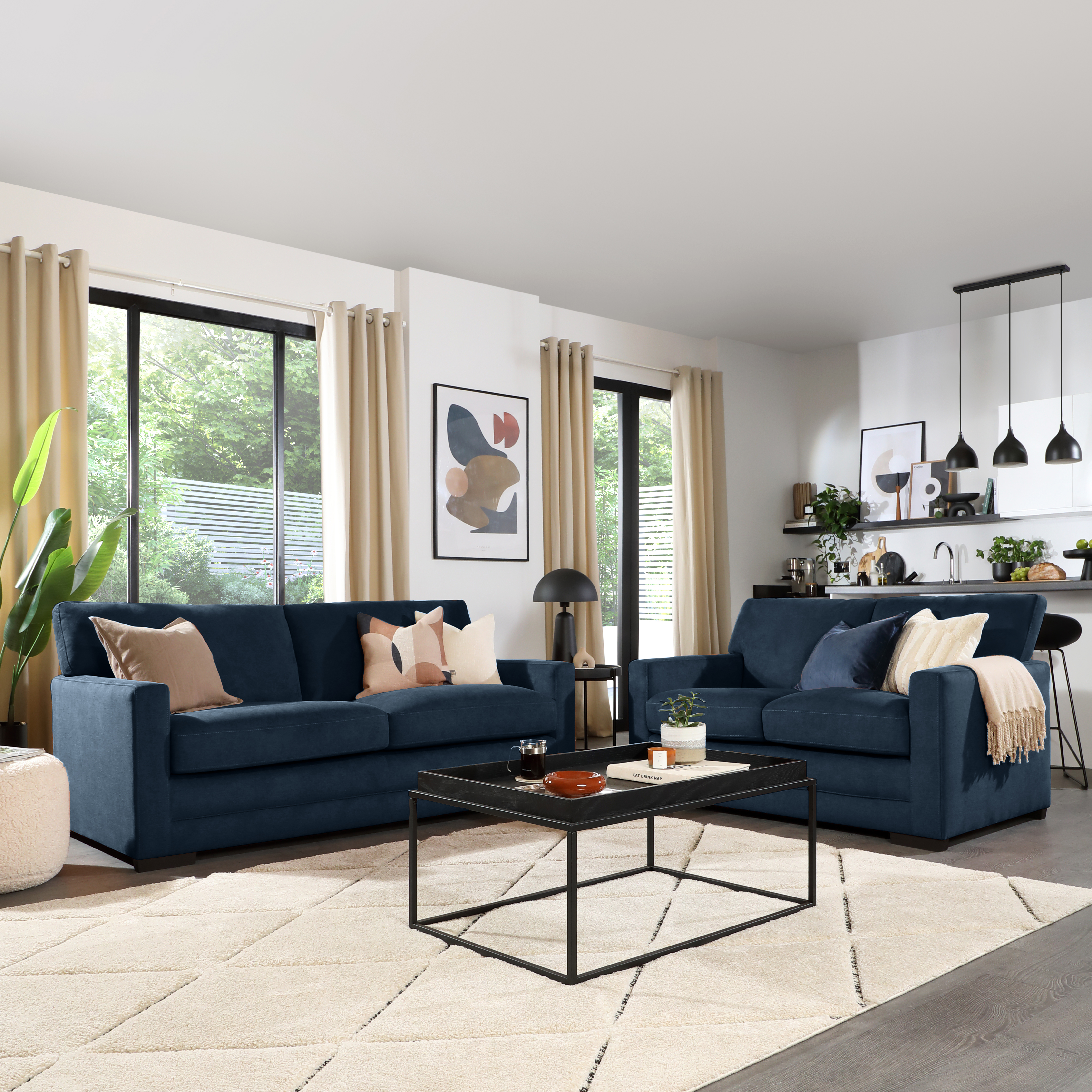 Sectional Sofa Accent Chair For Navy Blue Couch Arden 3+2 Seater