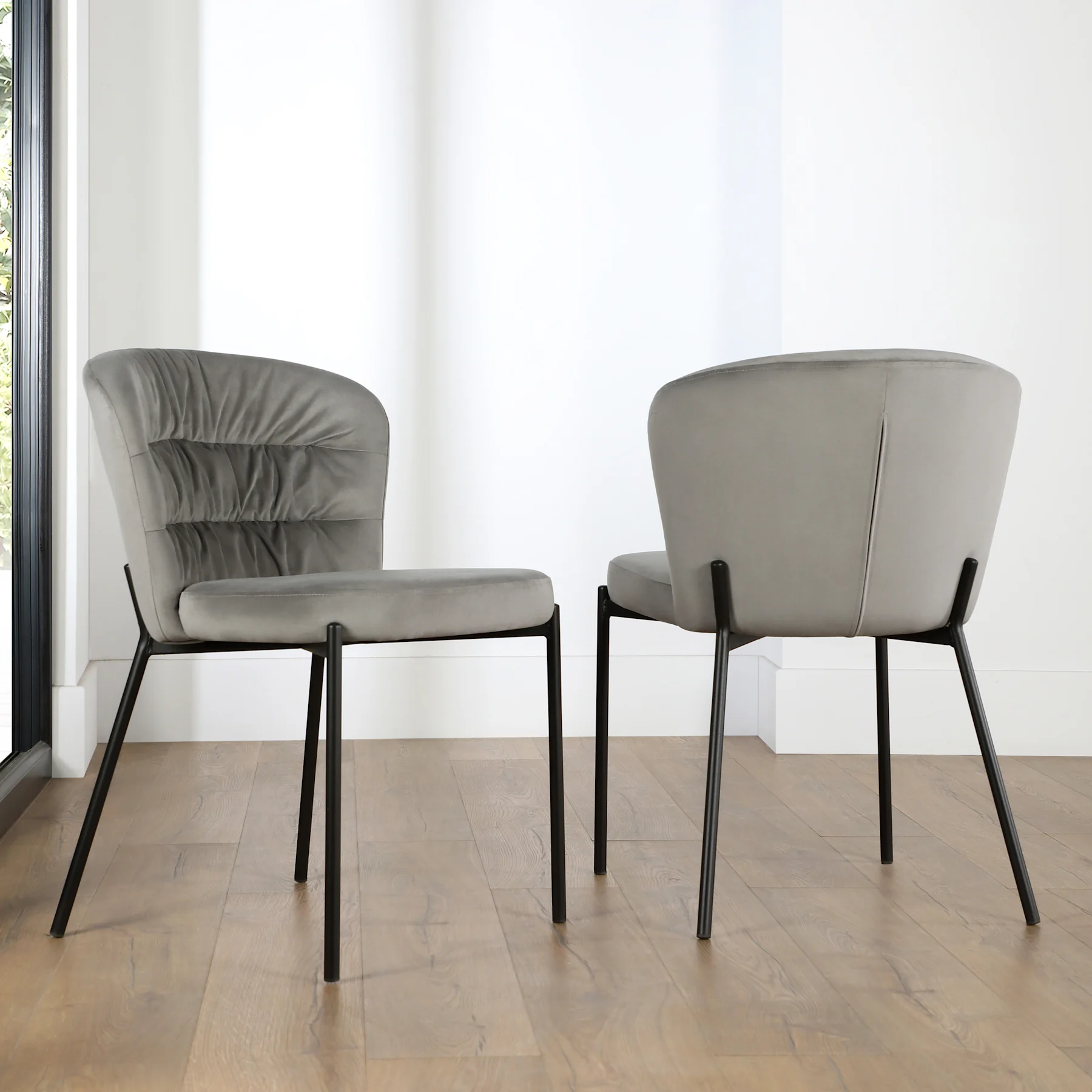 Gianna Dining Chair, Grey Classic Velvet & Black Steel