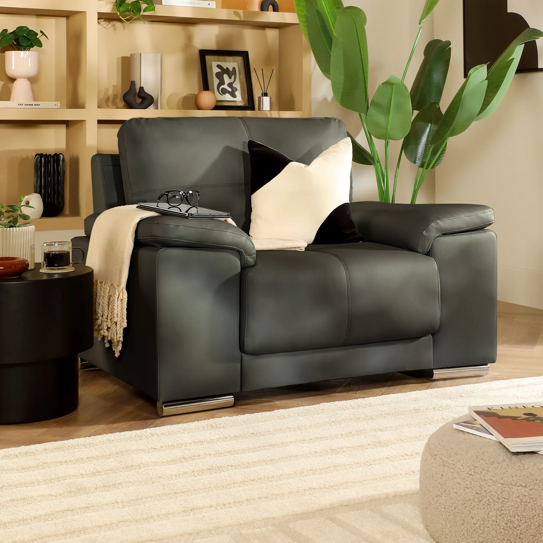 Kansas Armchair, Grey Premium Faux Leather