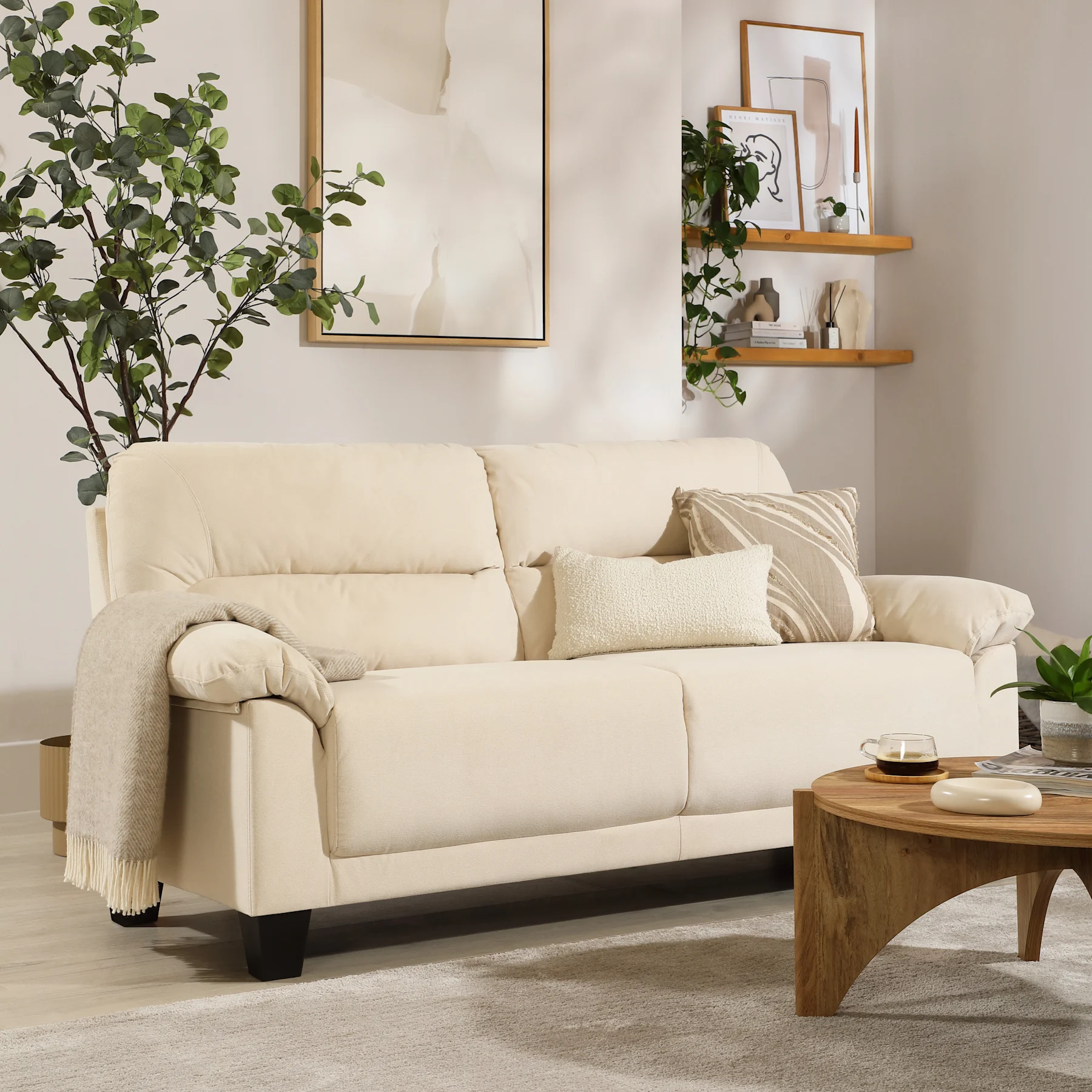 Austin Small 3 Seater Sofa, Ivory Classic Plush Fabric