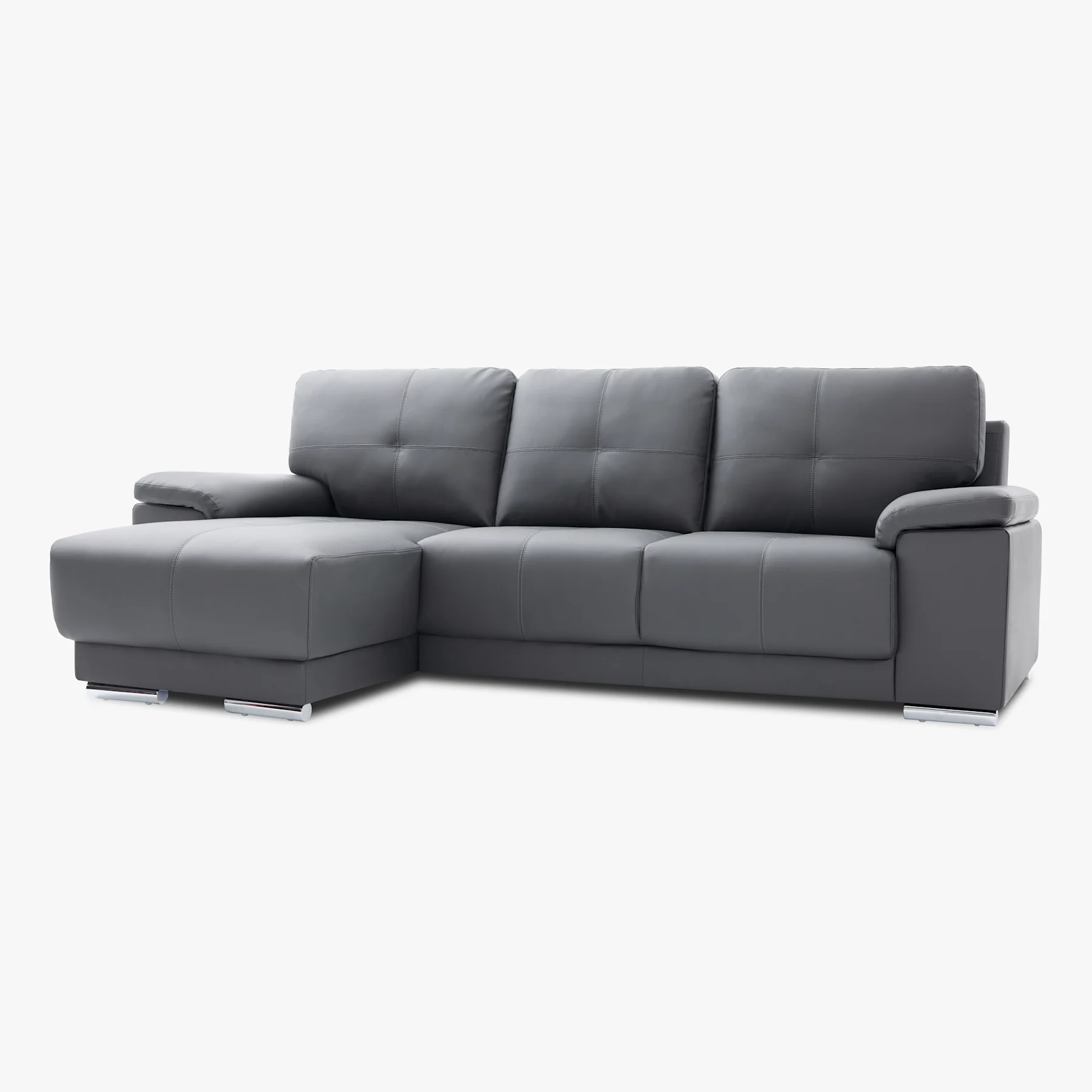 Kansas L-Shape Corner Sofa, Left Hand Facing, Grey Premium Faux Leather