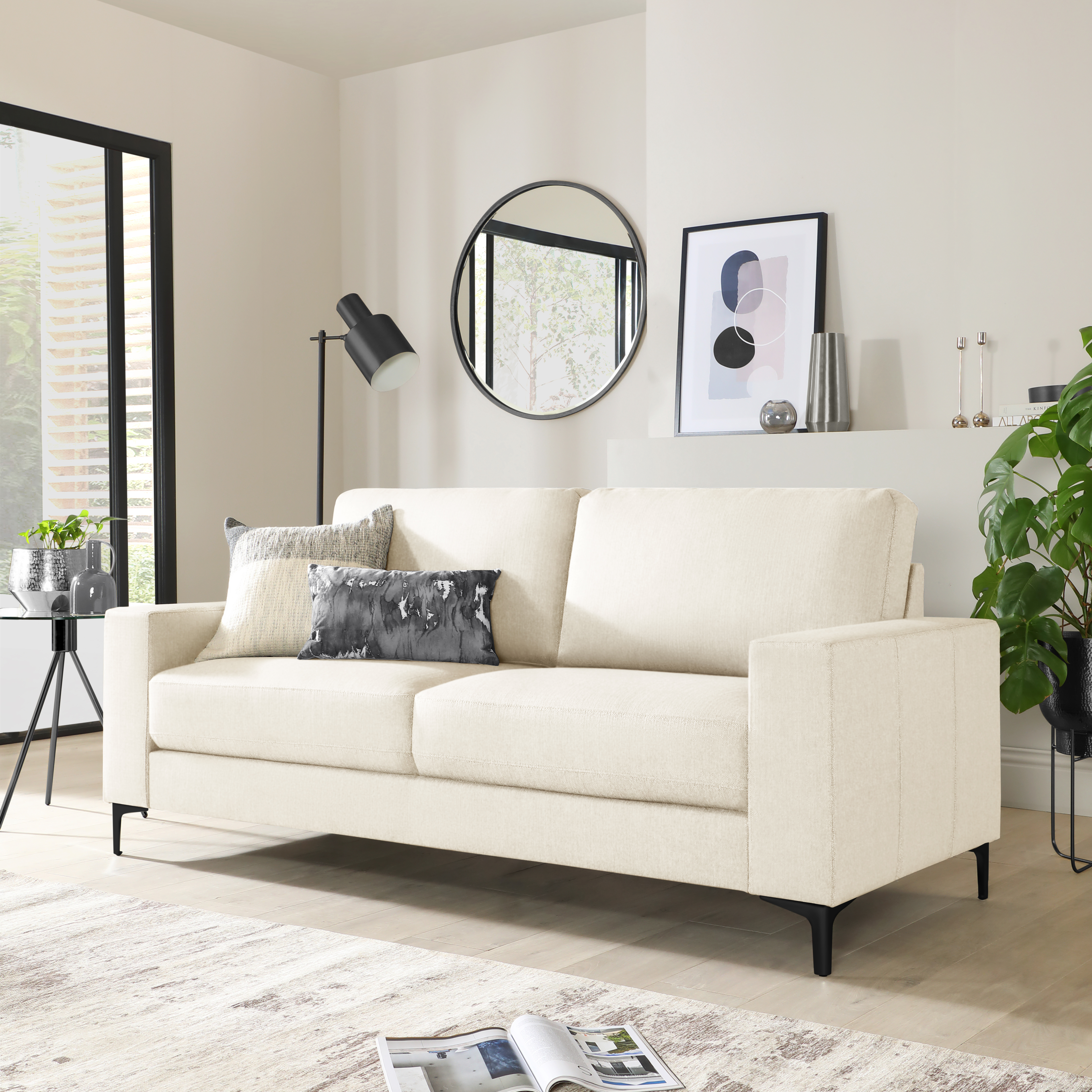 Baltimore 3 Seater Sofa, Ivory Classic Plush Fabric Only £549.99