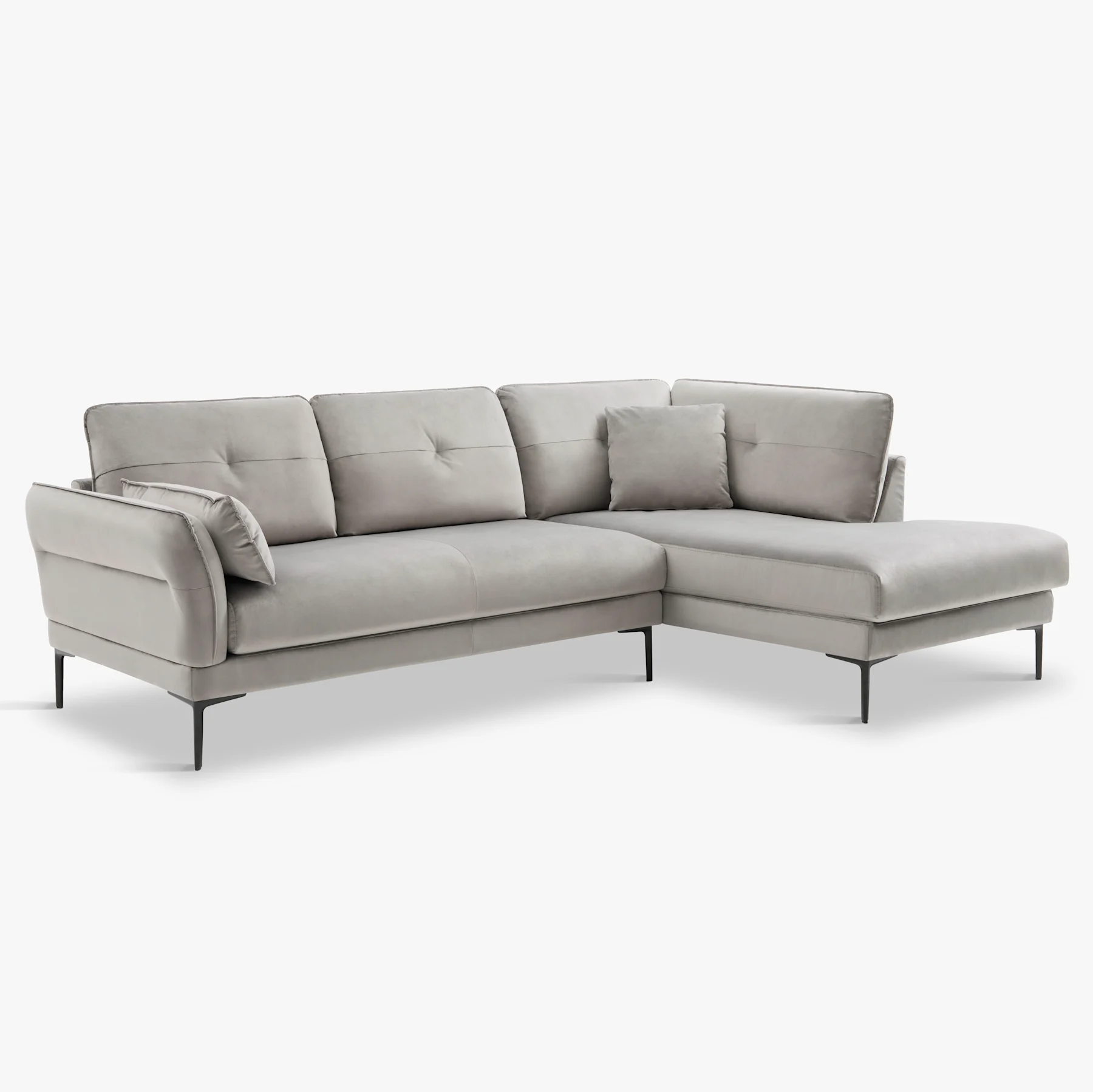 Larissa L-Shape Corner Sofa, Right Hand Facing, Grey Classic Velvet