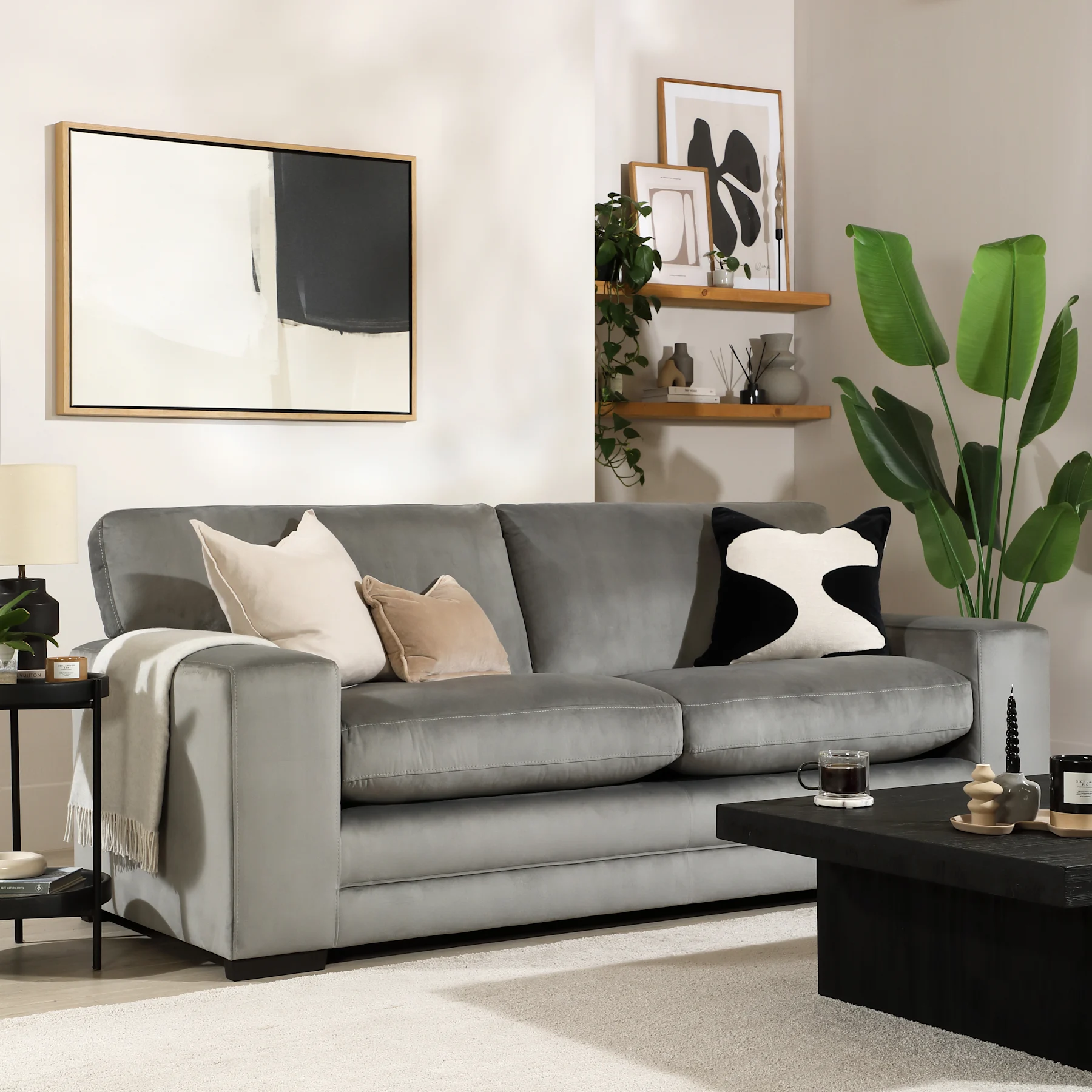 Manhattan 3 Seater Sofa, Grey House Velvet