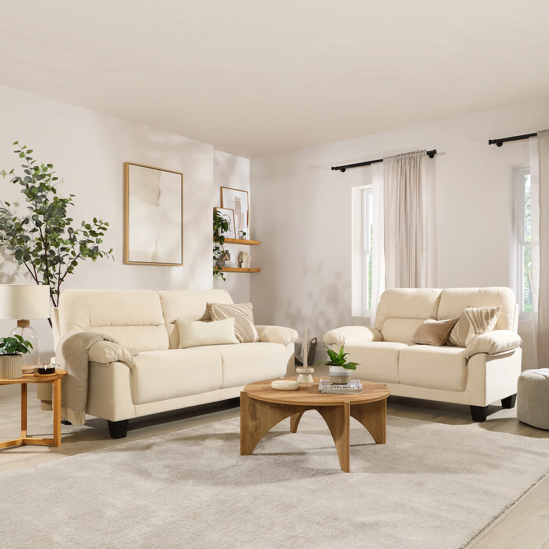 Austin Small 3+2 Seater Sofa Set, Ivory Classic Plush Fabric