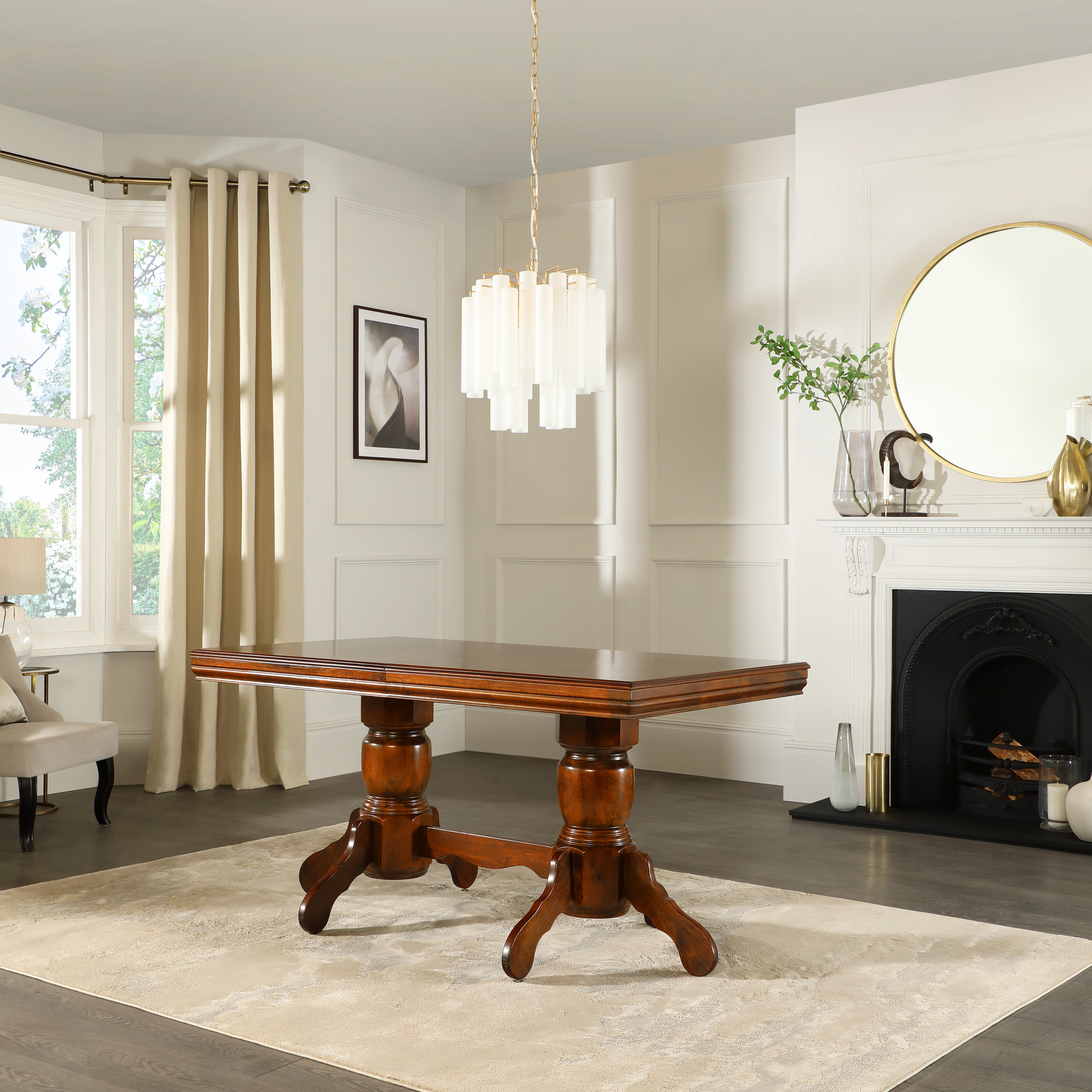 Chatsworth Extending Dining Table, 150-180cm, Dark Birch Veneer & Solid ...